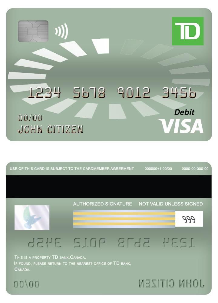 Canada TD bank visa debit card